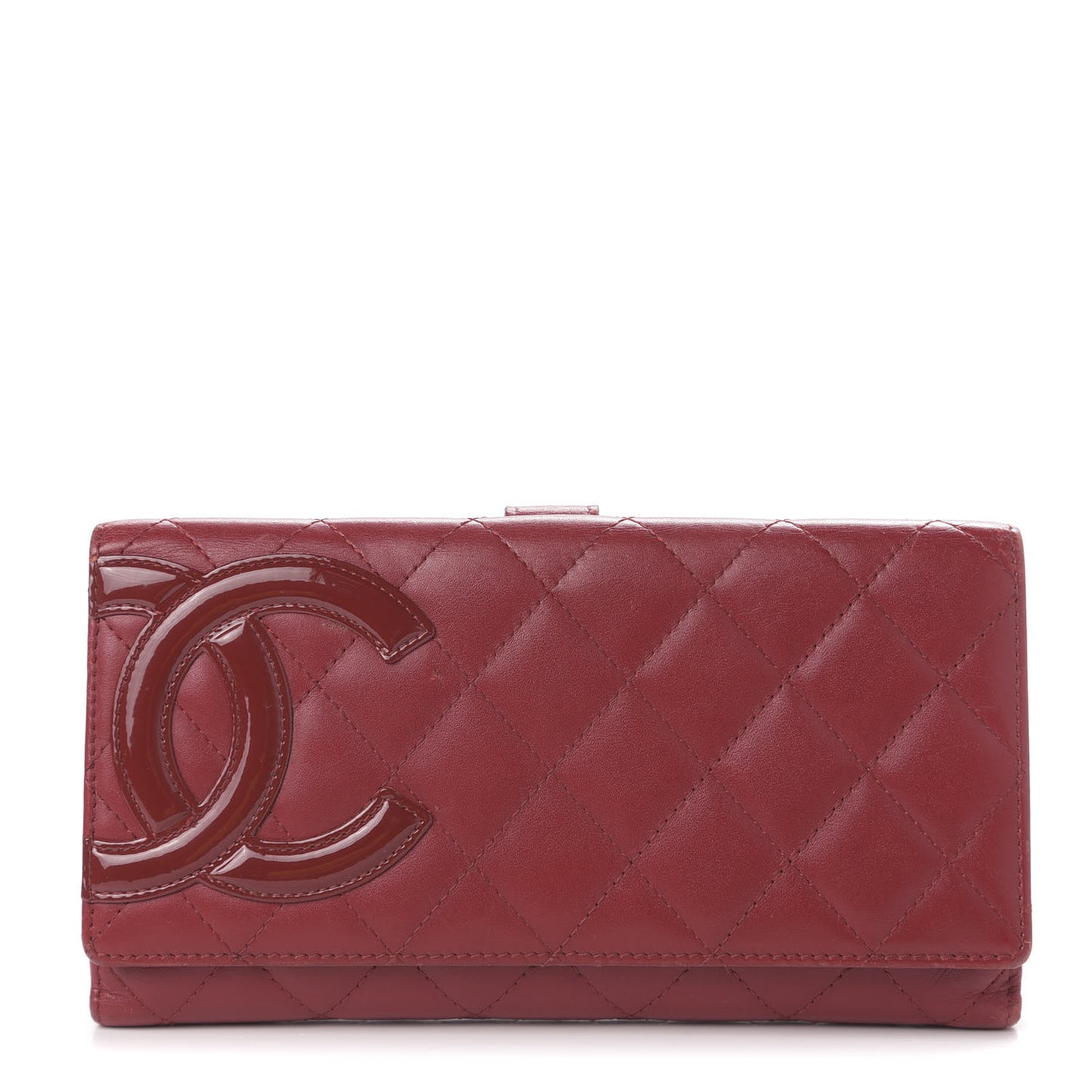 Calfskin Quilted Cambon Long Double Wallet Red
