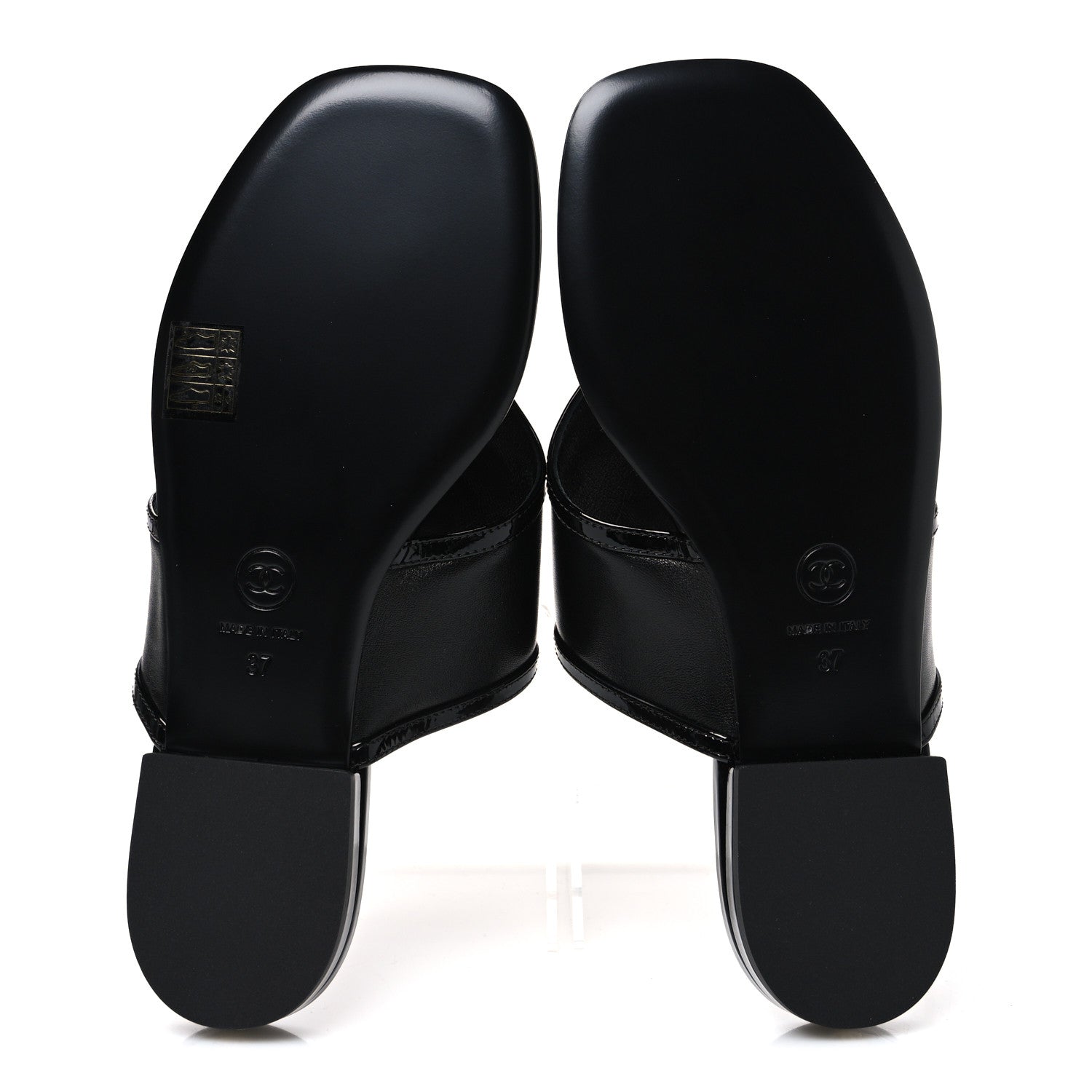 Chanel Lambskin Patent Calfskin CC Thong Sandals  37 Black 7 of 10