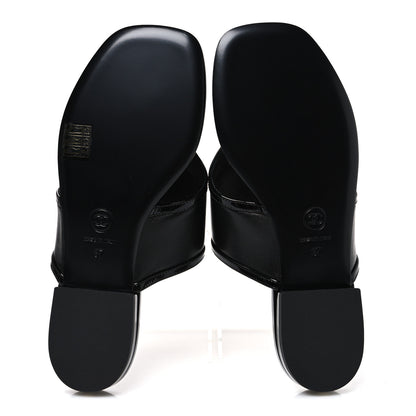 Chanel Lambskin Patent Calfskin CC Thong Sandals  37 Black 7 of 10