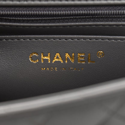 Chanel Lambskin Quilted Mini Top Handle Rectangular Flap Dark Grey 7 of 10