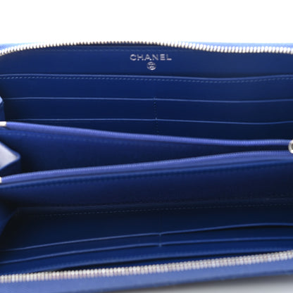 Chanel Caviar Quilted Large Gusset Zip Around Wallet Blue 4 of 10