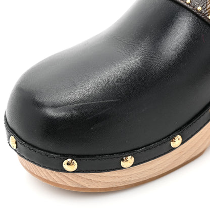 Louis Vuitton Calfskin Patent Monogram Cottage Clog Mules 40 Black 9 of 10