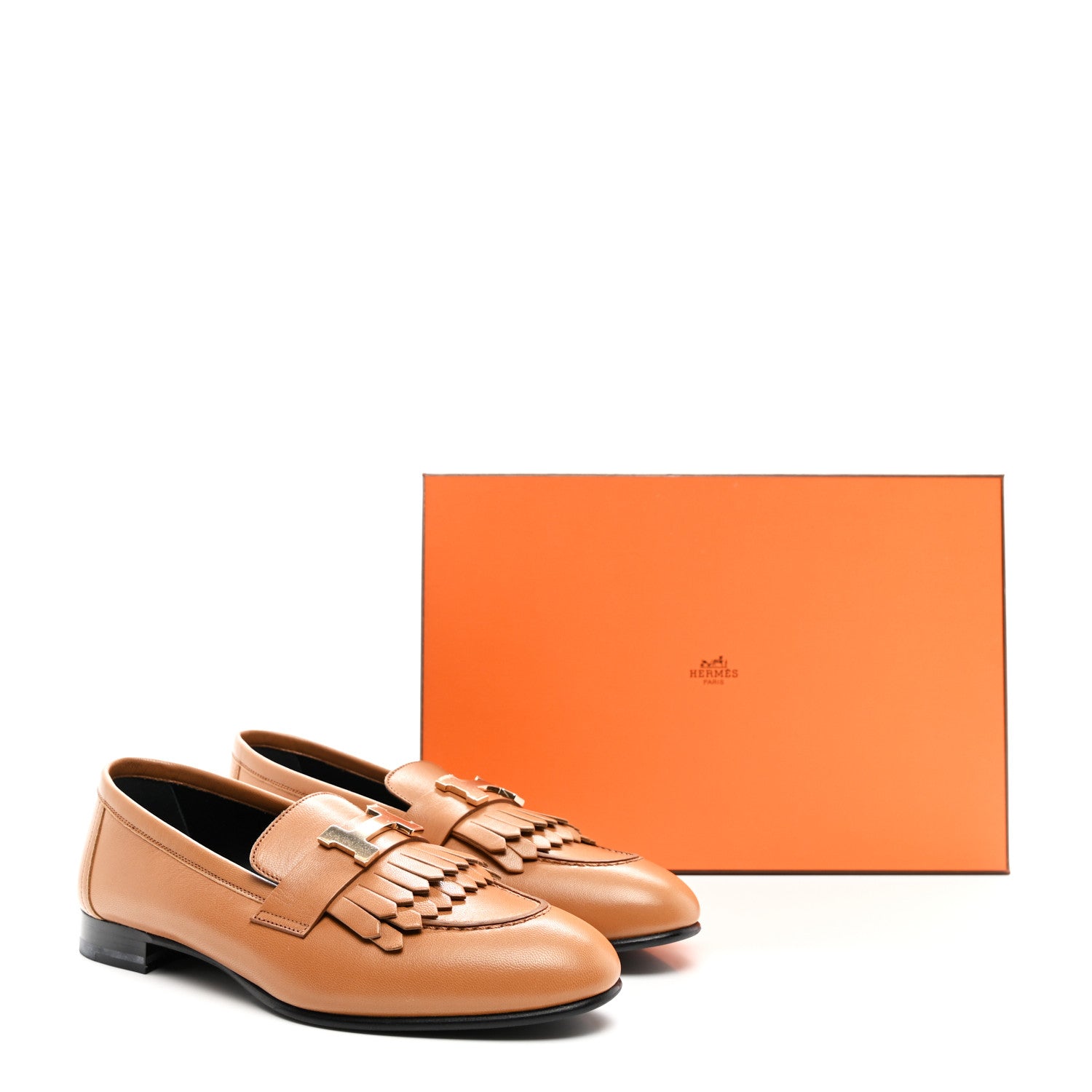Hermes Goatskin Womens Royal Loafers 37 Naturel 9 of 9