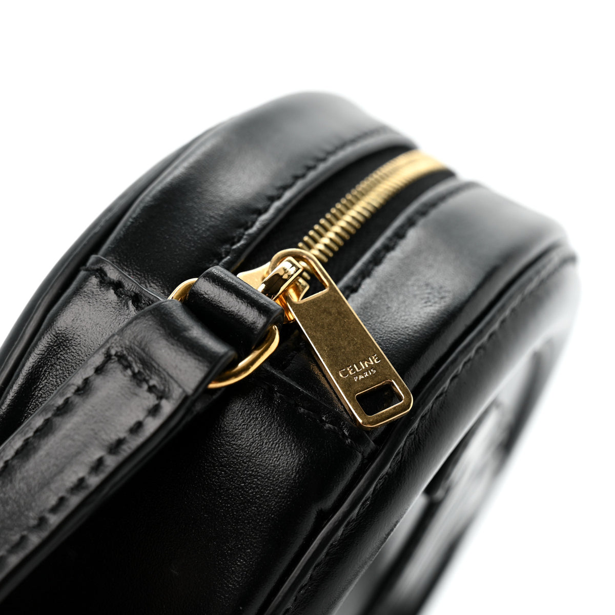 Celine Smooth Calfskin Cuir Small Triomphe Oval Crossbody Purse Black 14 of 14