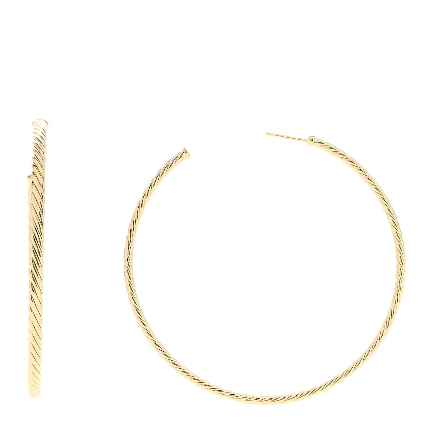 18K Yellow Gold Extra Large Cablespira Hoop Earrings