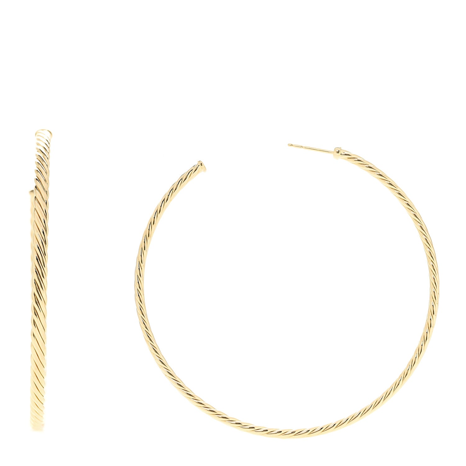 David Yurman 18K Yellow Gold Extra Large Cablespira Hoop Earrings 1 of 5