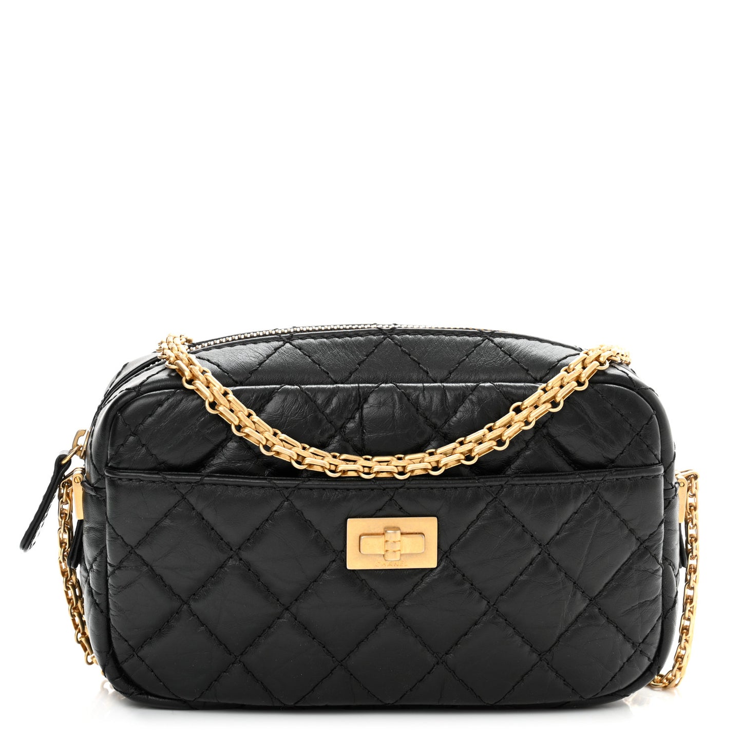 Aged Calfskin Quilted Mini Reissue Camera Case Black