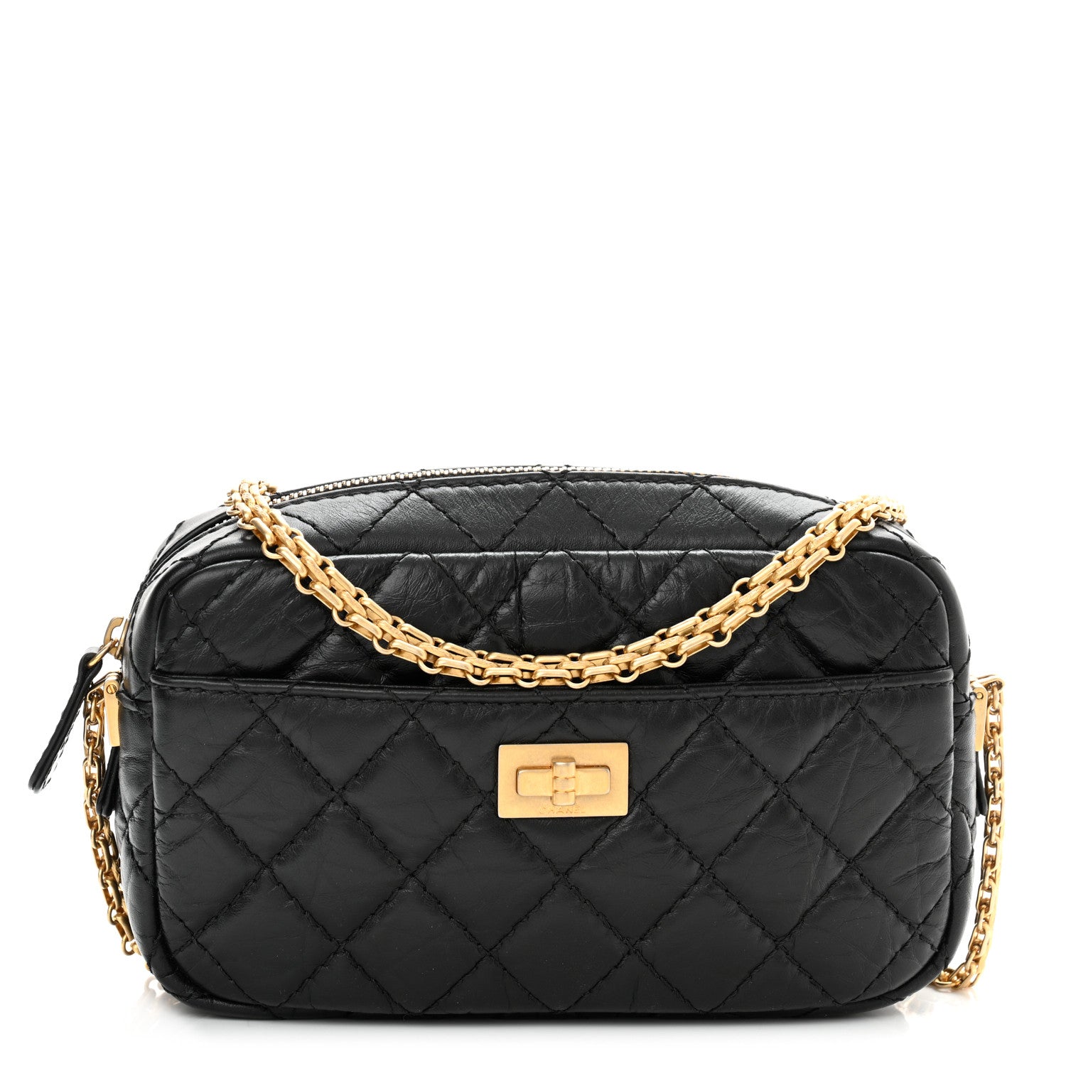Chanel Aged Calfskin Quilted Mini Reissue Camera Case Black 1 of 10