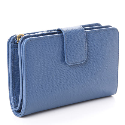 Prada Saffiano Metal Compact Wallet Bluette Mare 3 of 6