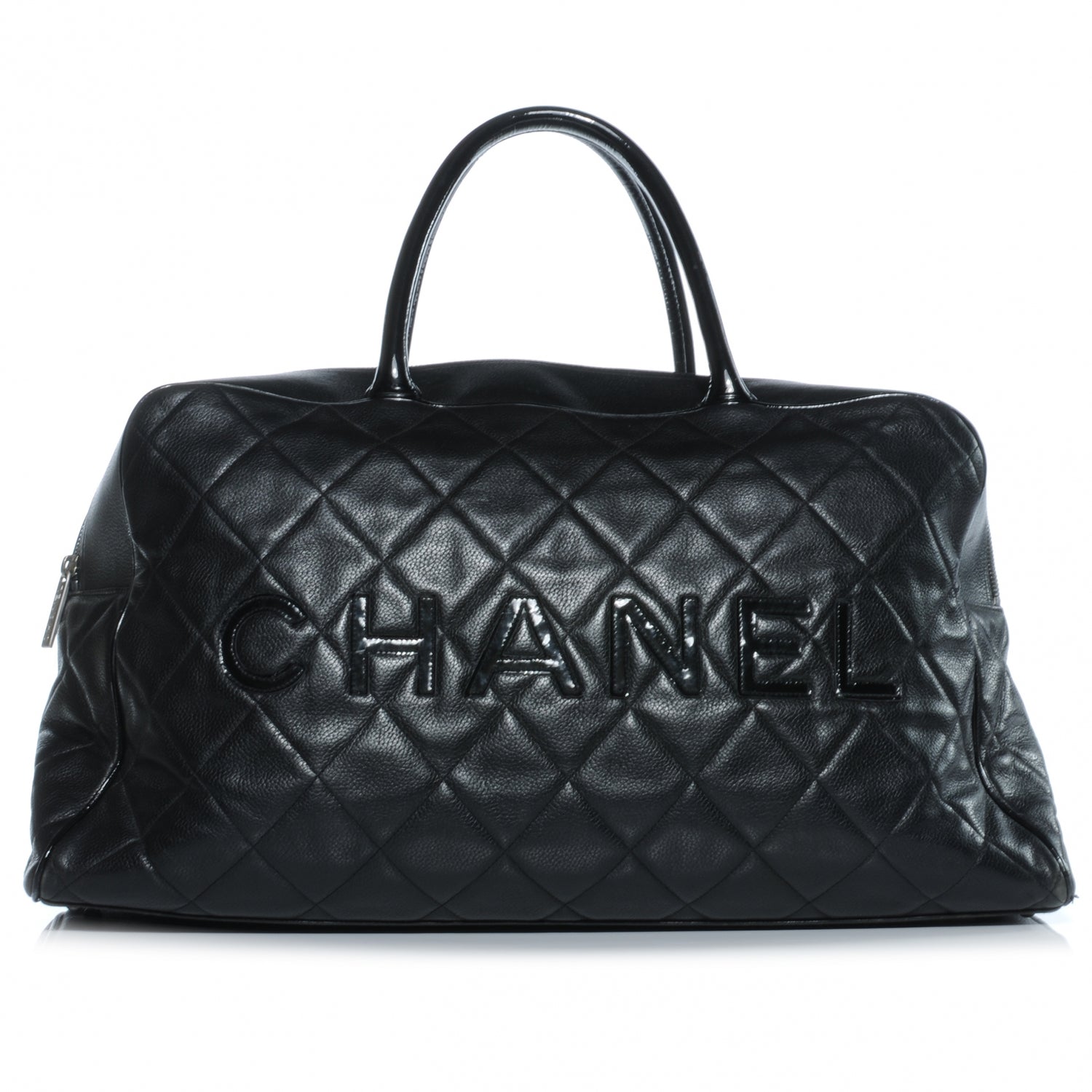 Chanel Caviar and Patent Leather Quilted XL Bowler Black 1 of 7