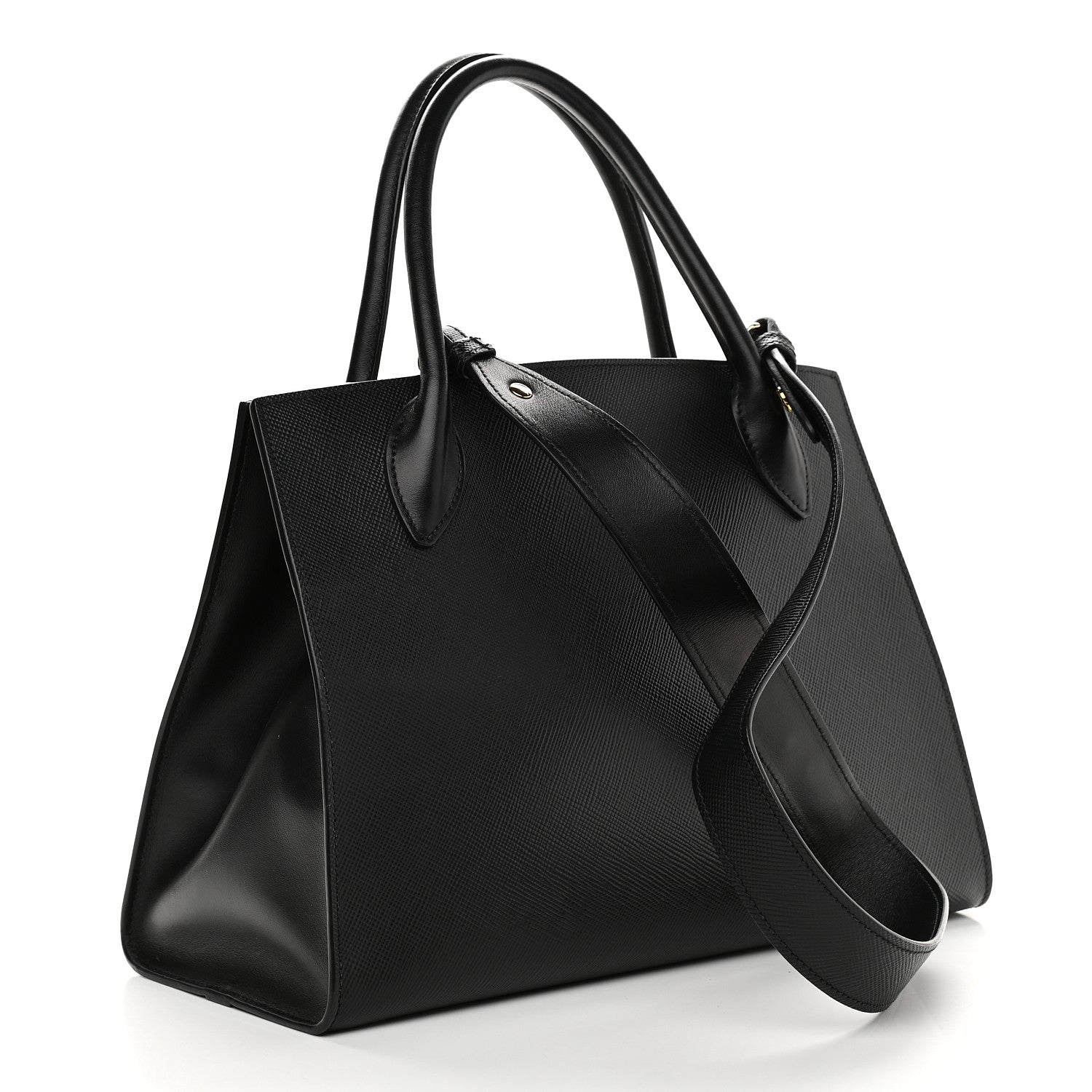 Prada Saffiano Cuir Calfskin Medium Monochrome Top Handle Tote Black 3 of 11