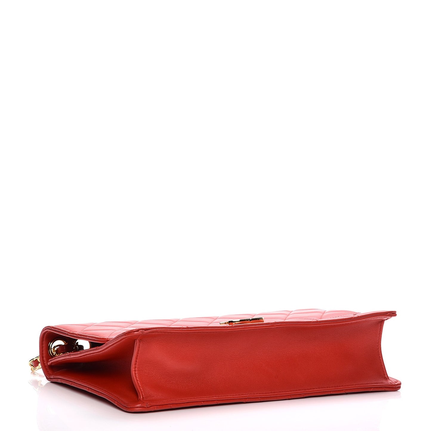Lambskin Quilted Large Golden Class Flap Red