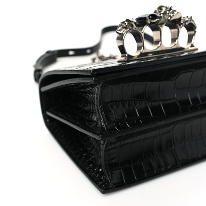 Alexander McQueen Crocodile Embossed Calfskin Knuckle Crossbody Black 8 of 10
