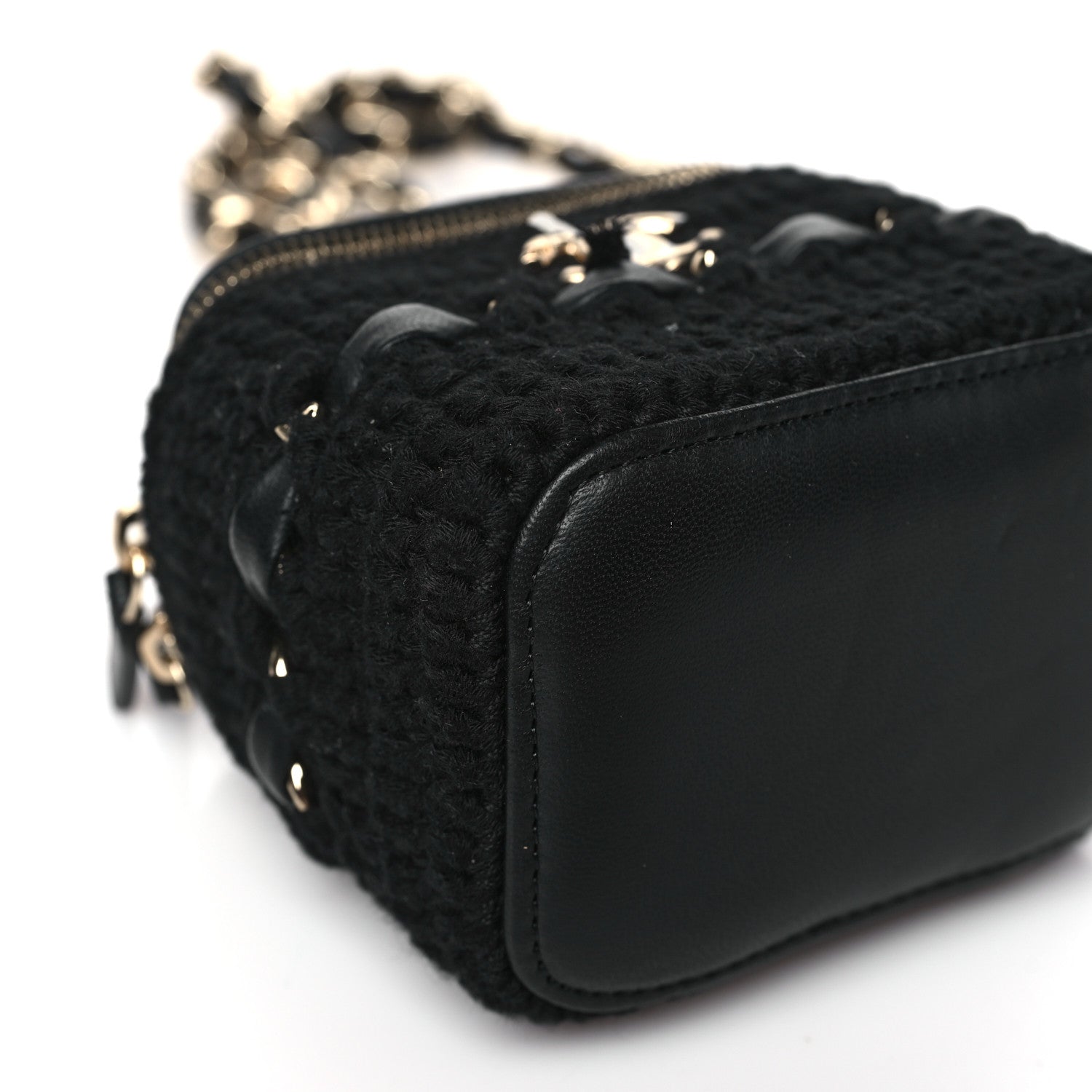 Chanel Lambskin Crochet Small Vanity Case With Chain Black 8 of 10