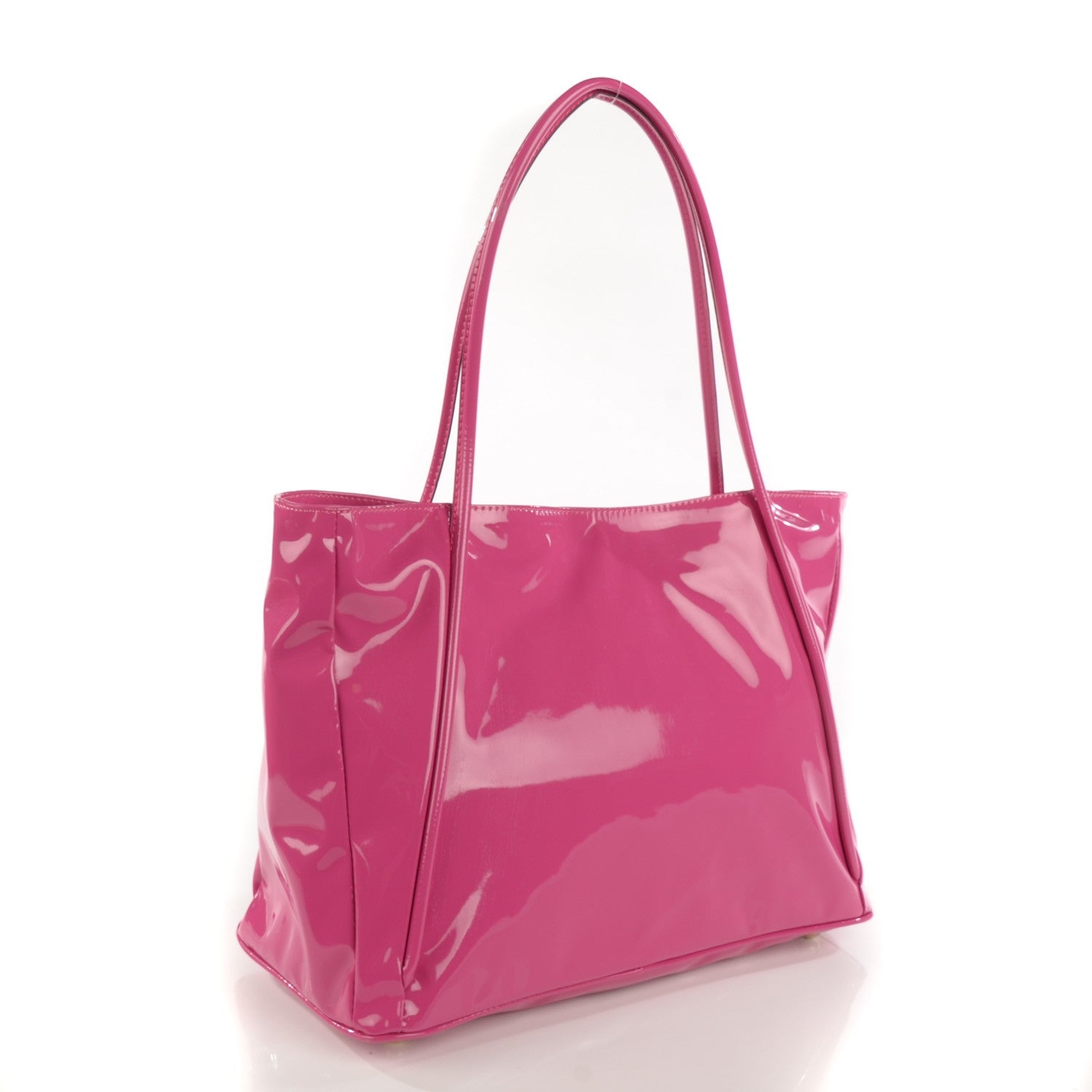 Valentino Garavani Patent Lacca Bow Tote Pop Fuxia 3 of 9