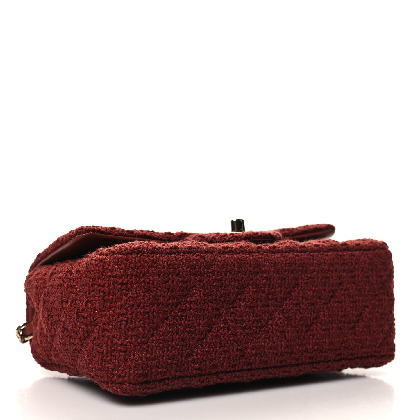 Wool Tweed Quilted Mini Rectangular Flap Brown