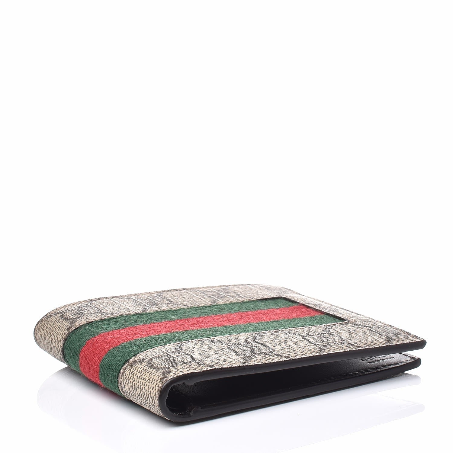 Gucci GG Supreme Monogram Selleria Calfskin Web New Web Bi-Fold Wallet Beige Ebony Cocoa 4 of 7