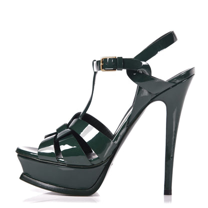 Saint Laurent Patent Tribute 105 Platform Sandals 36.5 Green 1 of 10