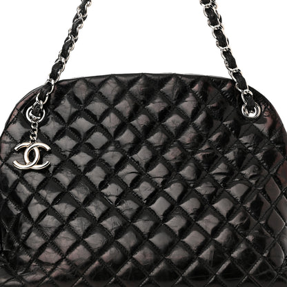 Chanel Glazed Calfskin Quilted Large Just Mademoiselle Bowling Bag Black 8 of 11