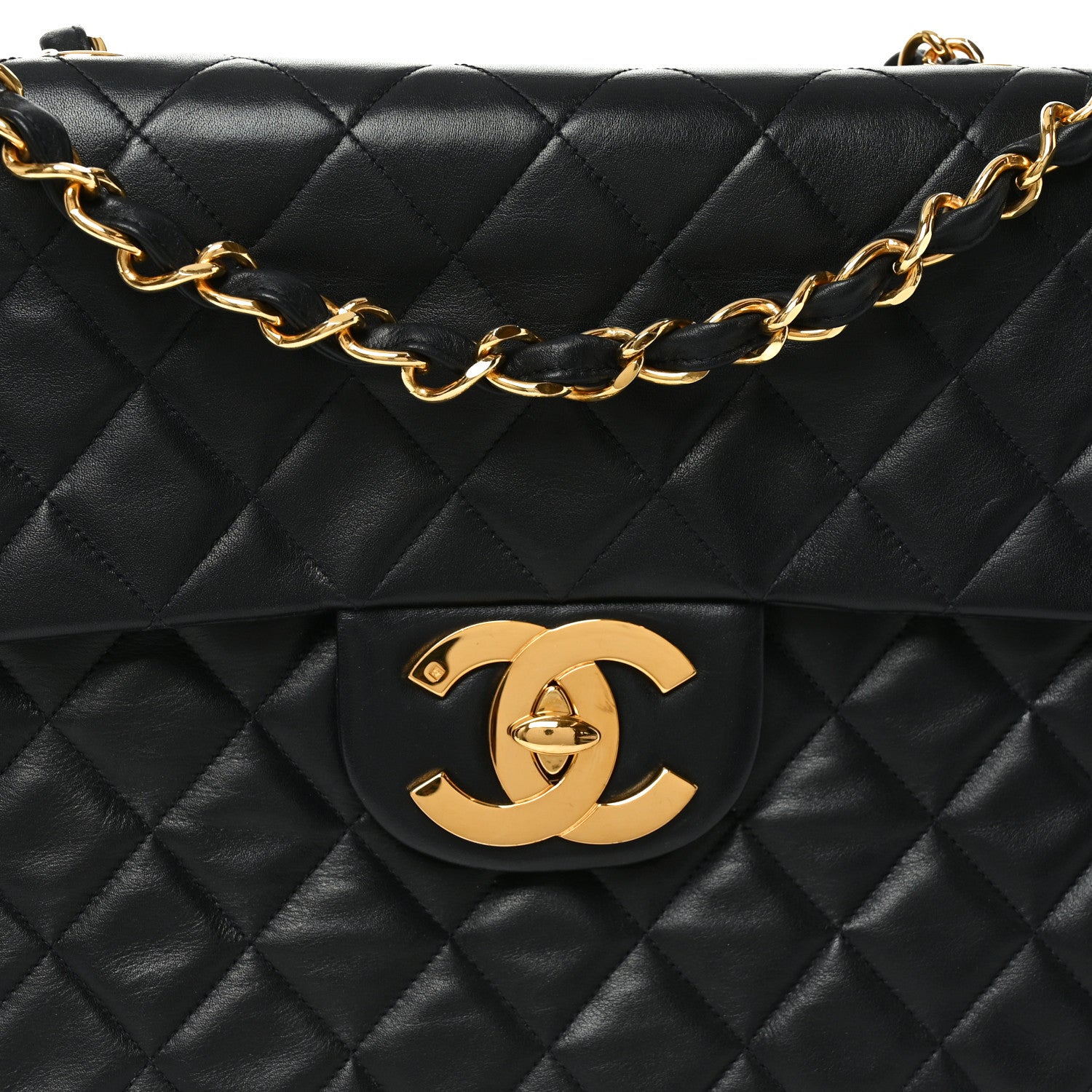 Chanel Lambskin Quilted XL Jumbo Single Flap Black 8 of 10