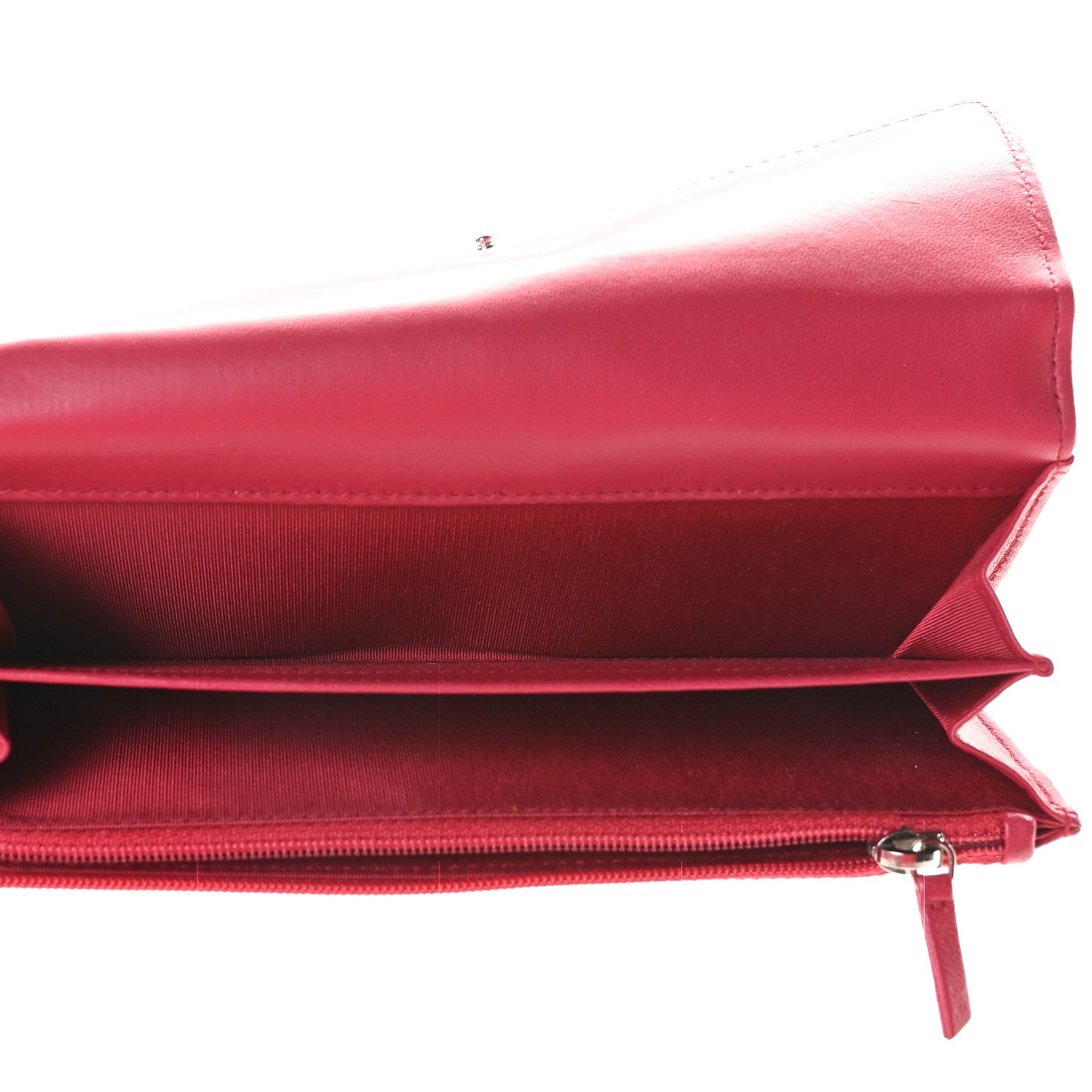 Chanel Calfskin Stitched Fancy CC Long Double Wallet Rose Fonce 4 of 9
