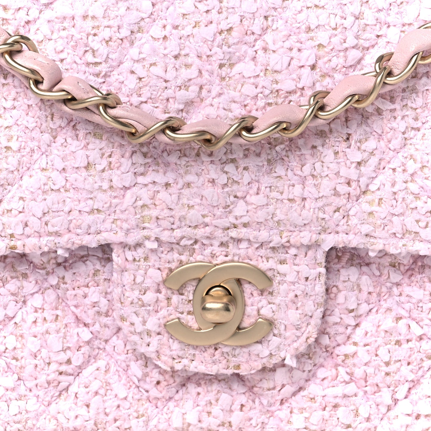 Tweed Medium Double Flap Pink