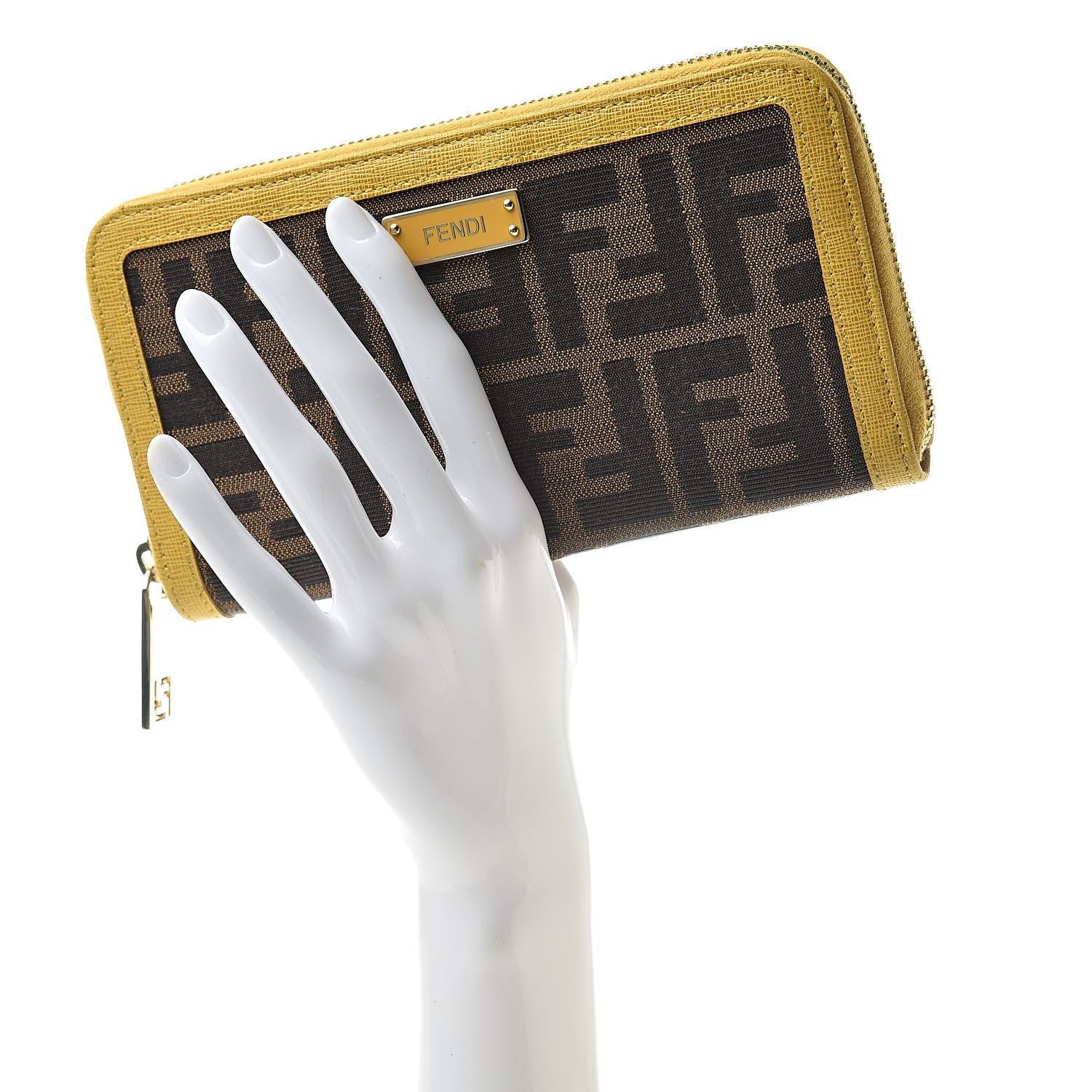Fendi Zucca Zip Around Wallet Tobacco Yellow 2 of 14