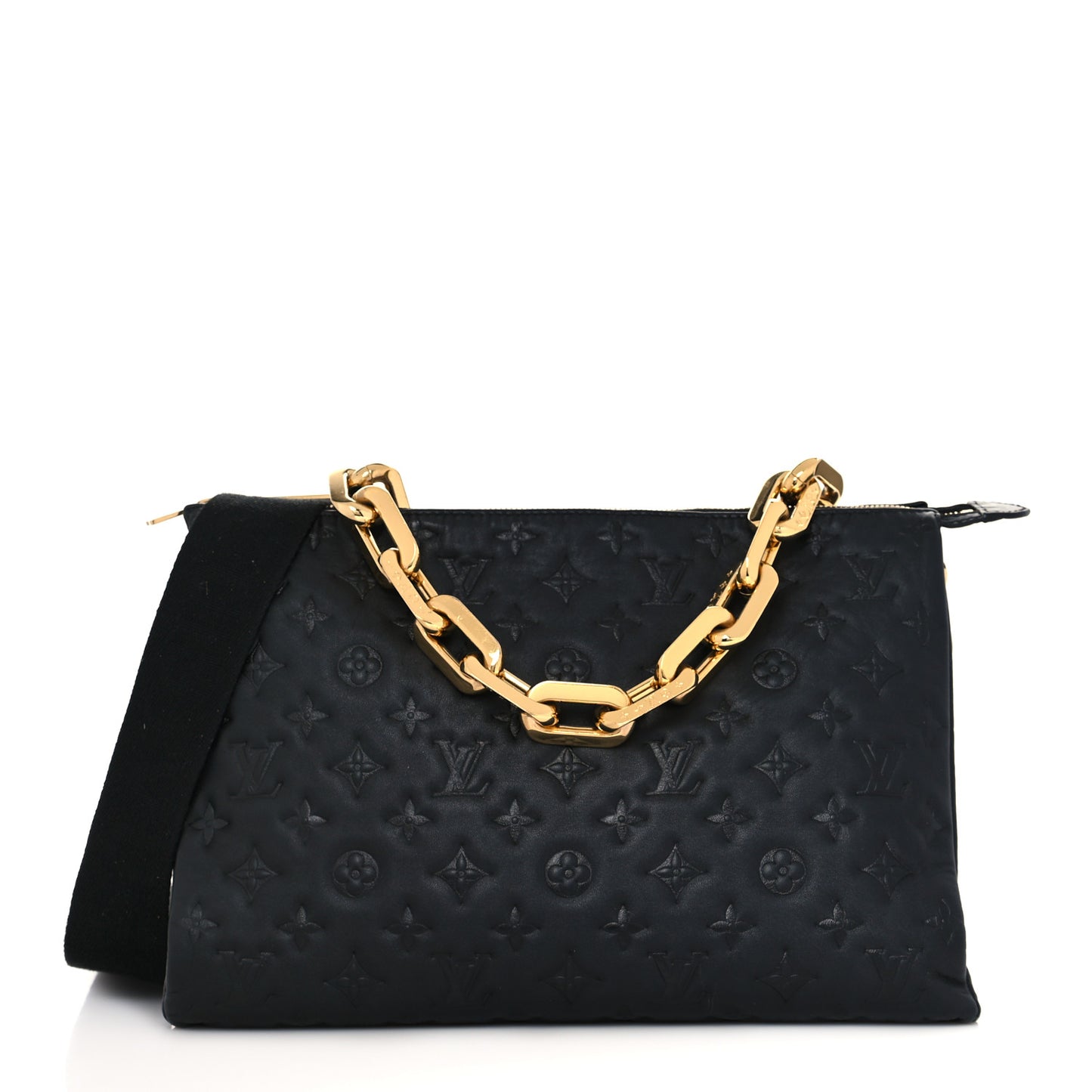 Lambskin Embossed Monogram Coussin MM Black