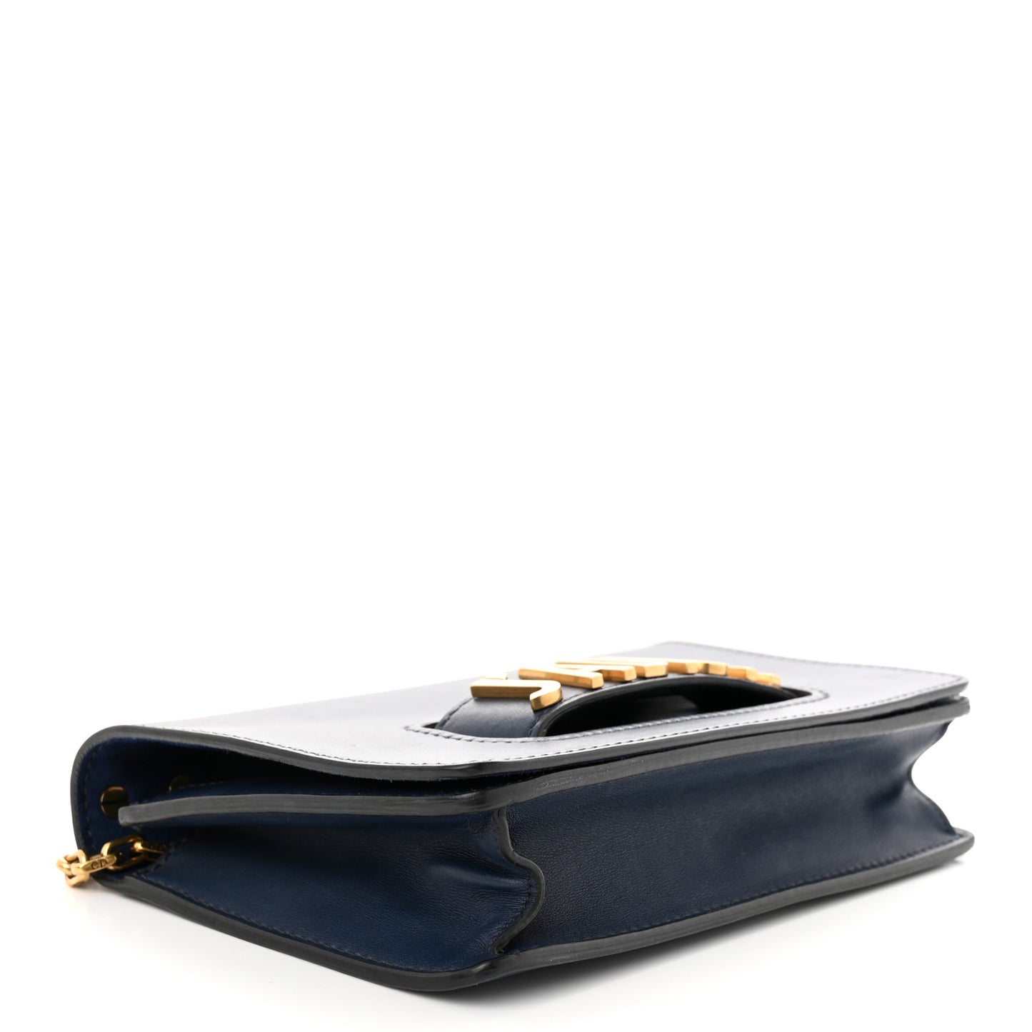 Calfskin J'Adior Chain Flap Bag Navy Blue
