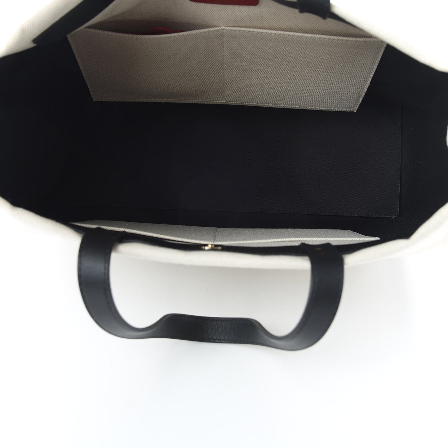 Canvas Calfskin VLTN Print Small Rockstud Tote Naturale Black