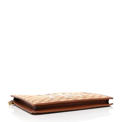 Gucci X MLB GG Monogram NY Yankees Zip Wristlet Pouch Beige Ruggine Ivory 4 of 11
