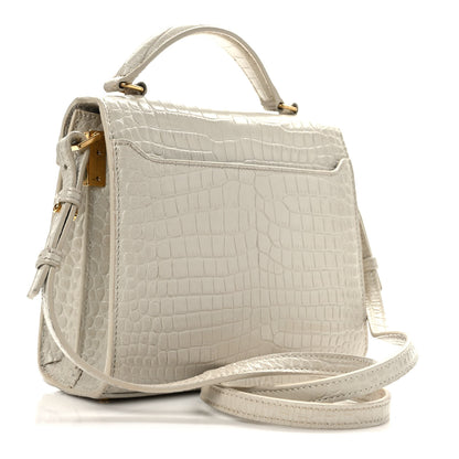 Saint Laurent Crocodile Embossed Mini Classic Monogram Cassandra Top Handle Crema Soft 3 of 12