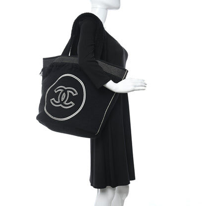 Chanel Terry Cotton CC Beach Tote Towel Set Black 2 of 16