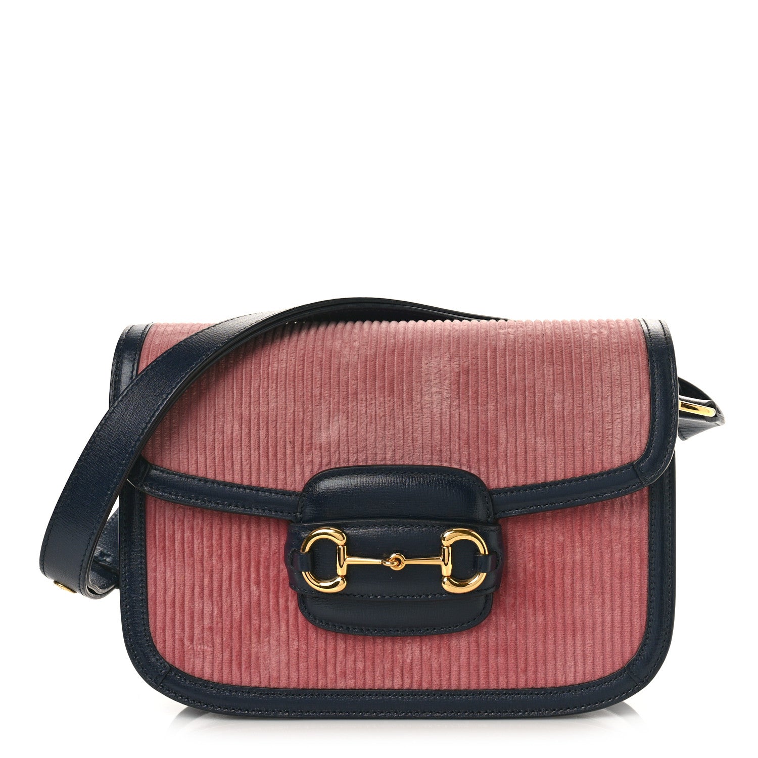 Gucci Lanzo Stretch Cord Azalea Calfskin Horsebit 1955 Shoulder Bag Pink Blue 1 of 10