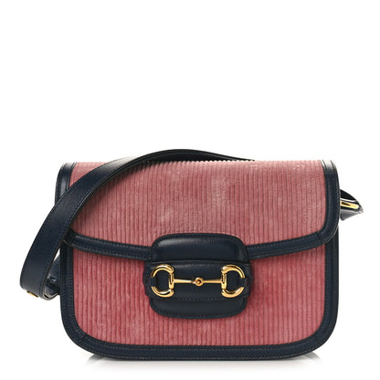 Gucci Lanzo Stretch Cord Azalea Calfskin Horsebit 1955 Shoulder Bag Pink Blue 1 of 10