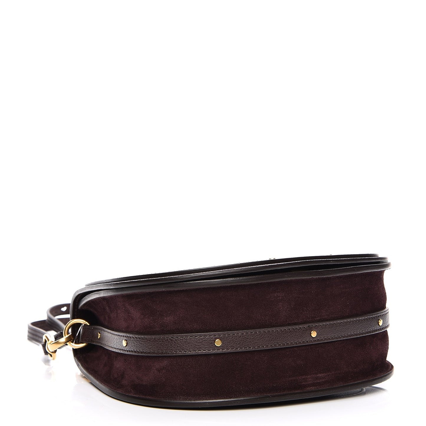 Calfskin Suede Medium Nile Bracelet Bag Carbon Brown