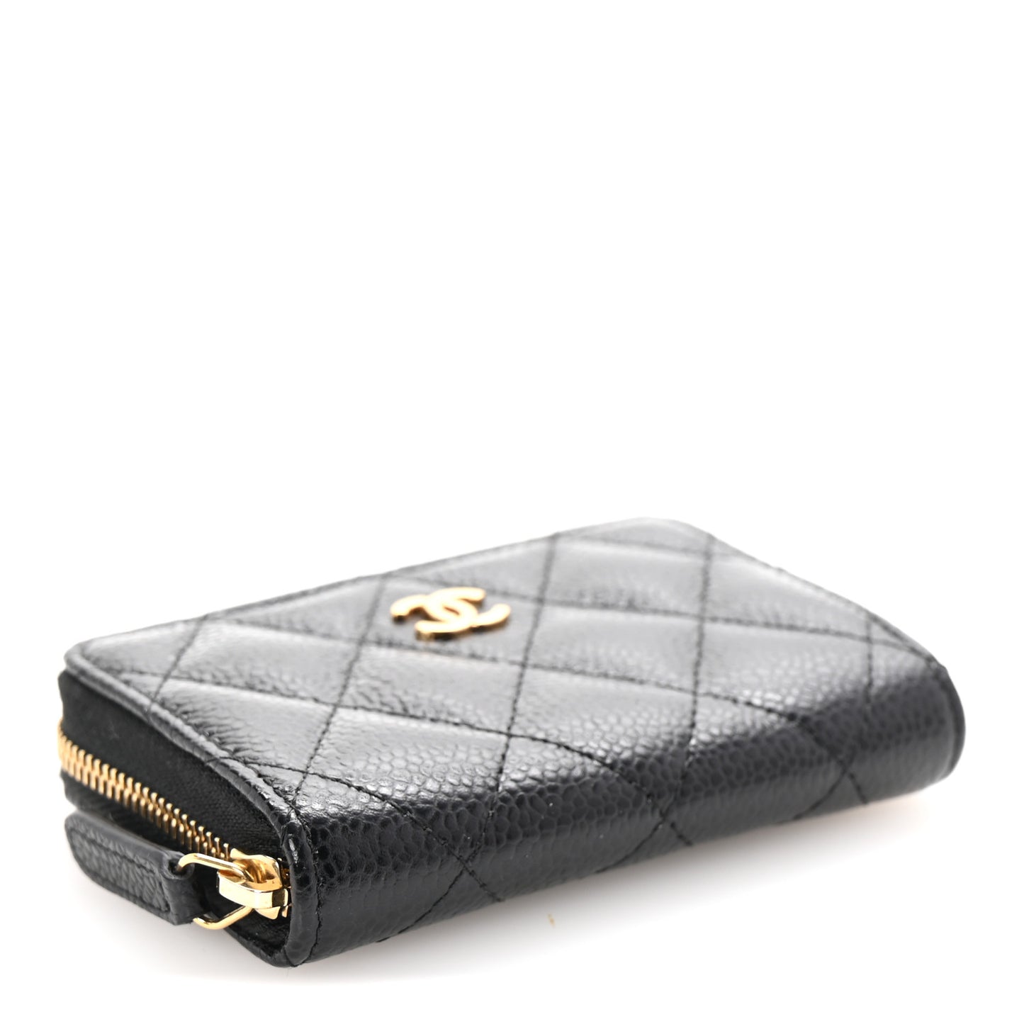 Caviar Quilted Zip Coin Purse Black