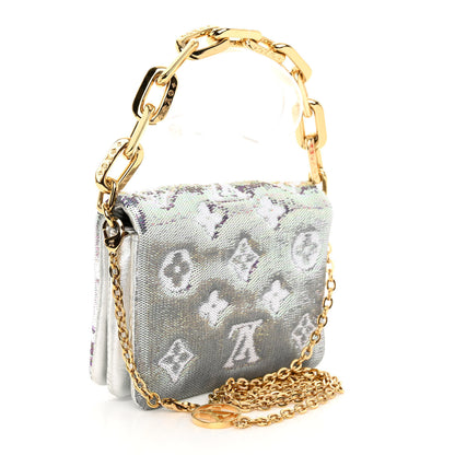 Louis Vuitton Satin Sequin Embroidered Monogram Coussin Belt Bag Silver 3 of 9