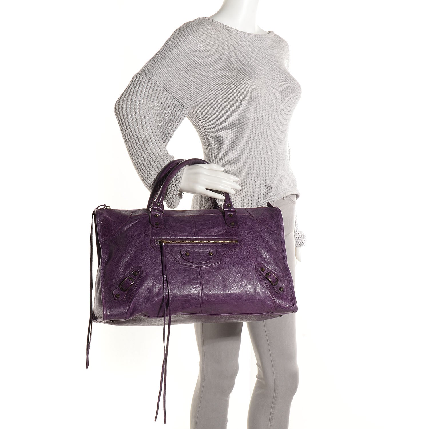 Balenciaga Agneau Classic Hardware Work Raisin 2 of 11