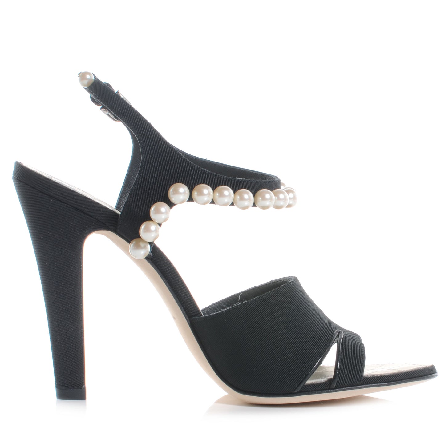 Pearl Trimmed Sandals Heels 38.5 Black