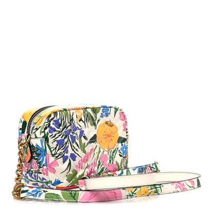 Gucci X KEN SCOTT Calfskin Matelasse Floral Print Mini GG Marmont Chain Shoulder Bag Ivory Pink 3 of 10