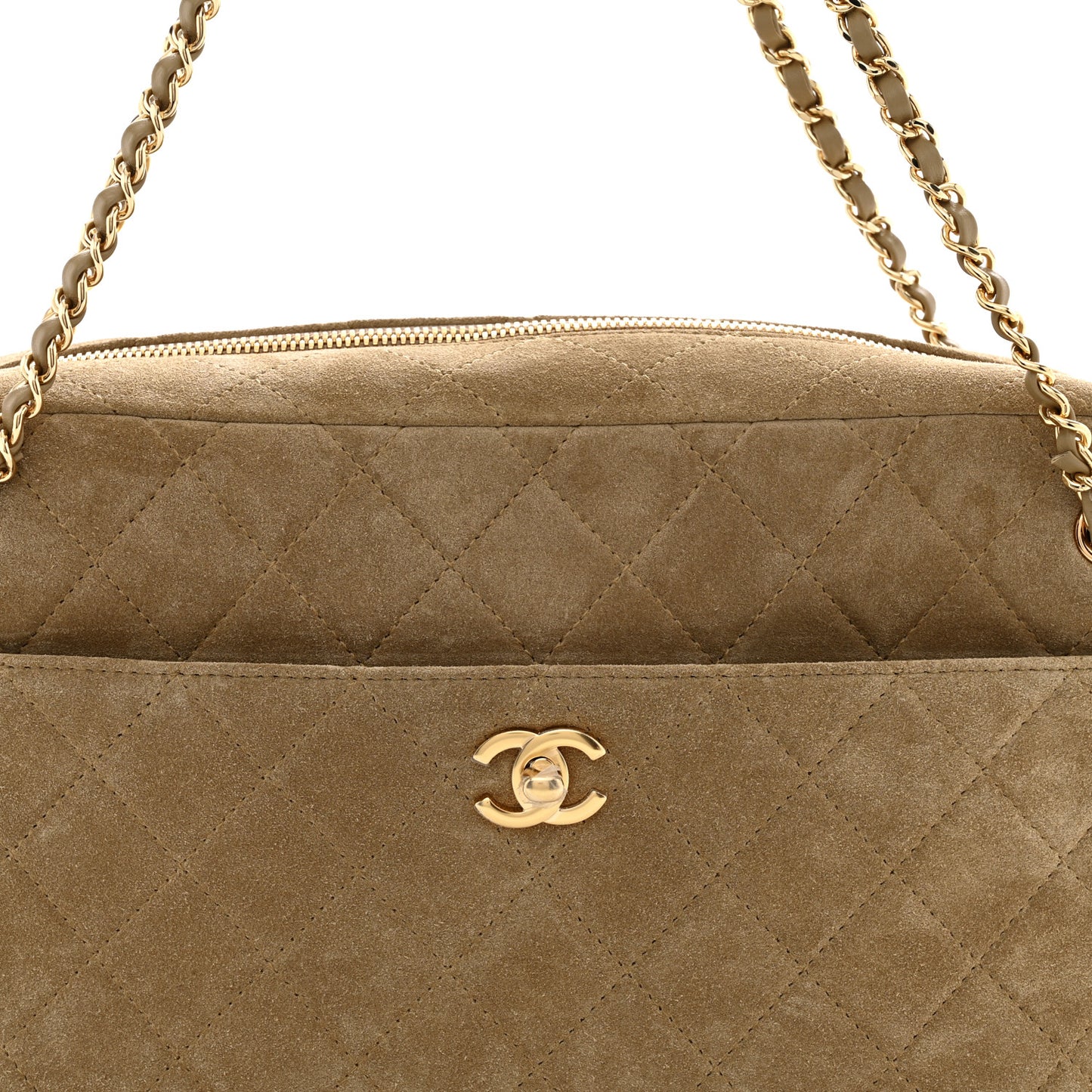 Suede Quilted Camerissimo Case Dark Beige