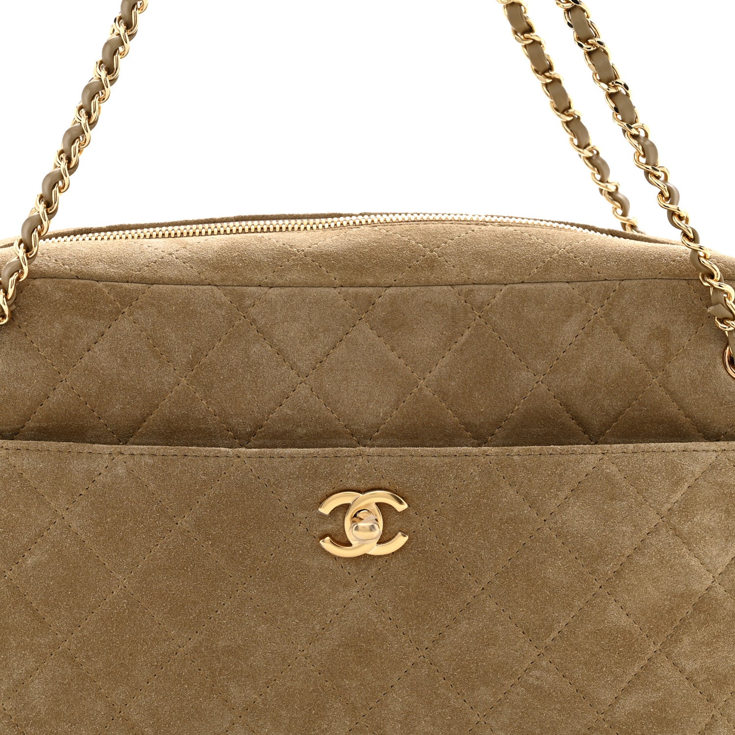 Chanel Suede Quilted Camerissimo Case Dark Beige 8 of 11