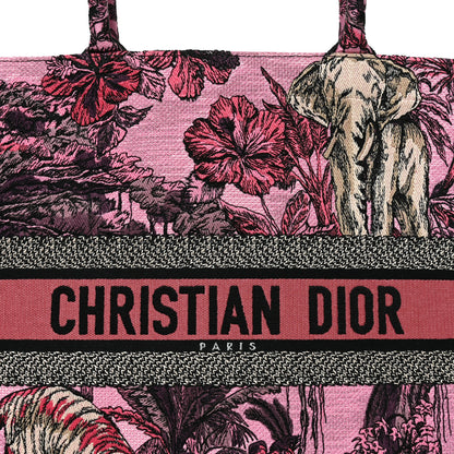 Christian Dior Canvas Embroidered Large Toile de Jouy Voyage Book Tote Fuchsia Multicolor 7 of 9