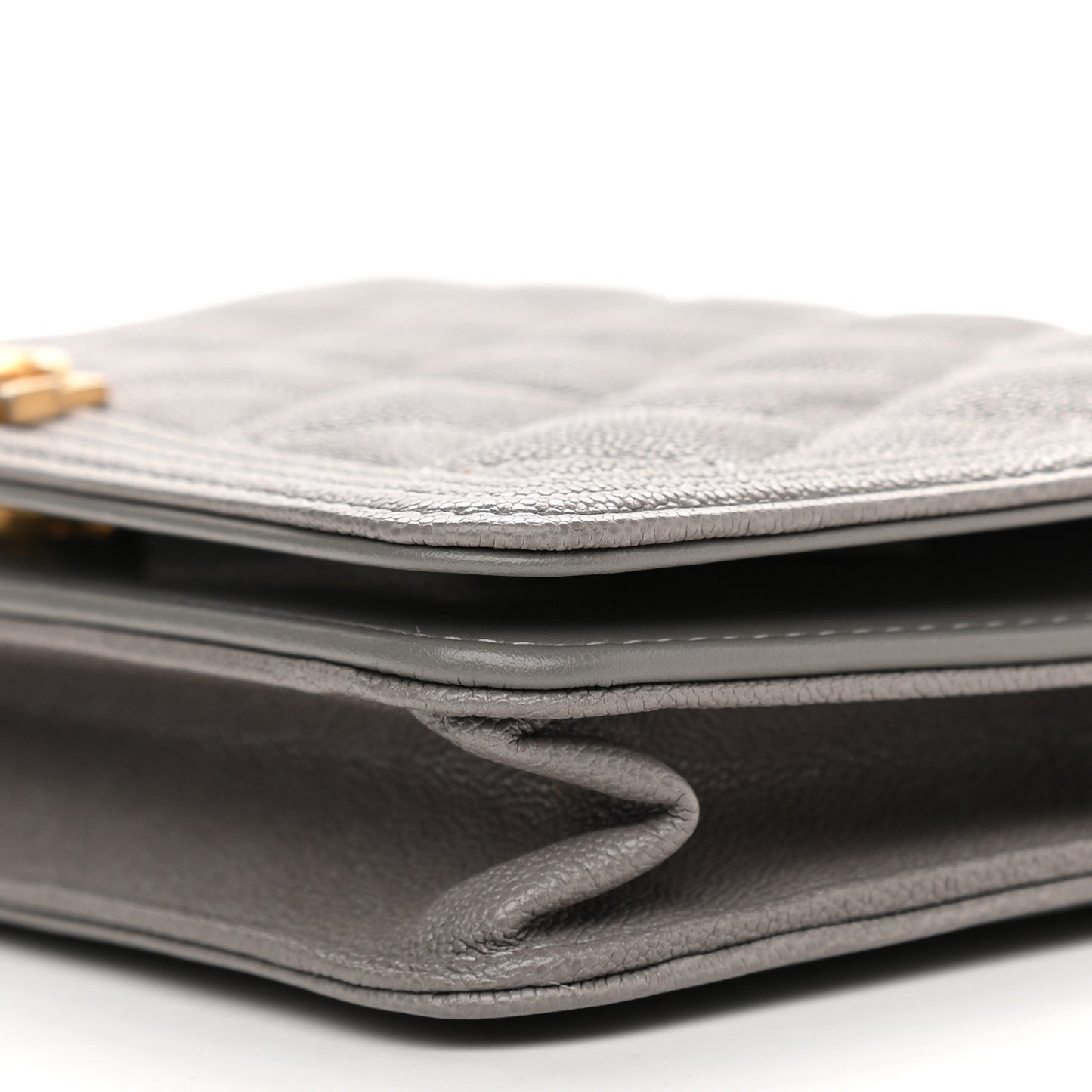 Caviar Quilted Boy Wallet On Chain WOC Grey