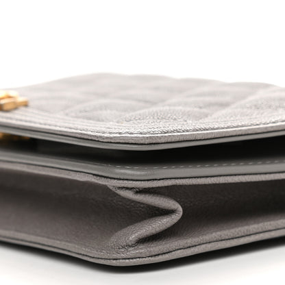 Chanel Caviar Quilted Boy Wallet On Chain WOC Grey 10 of 11