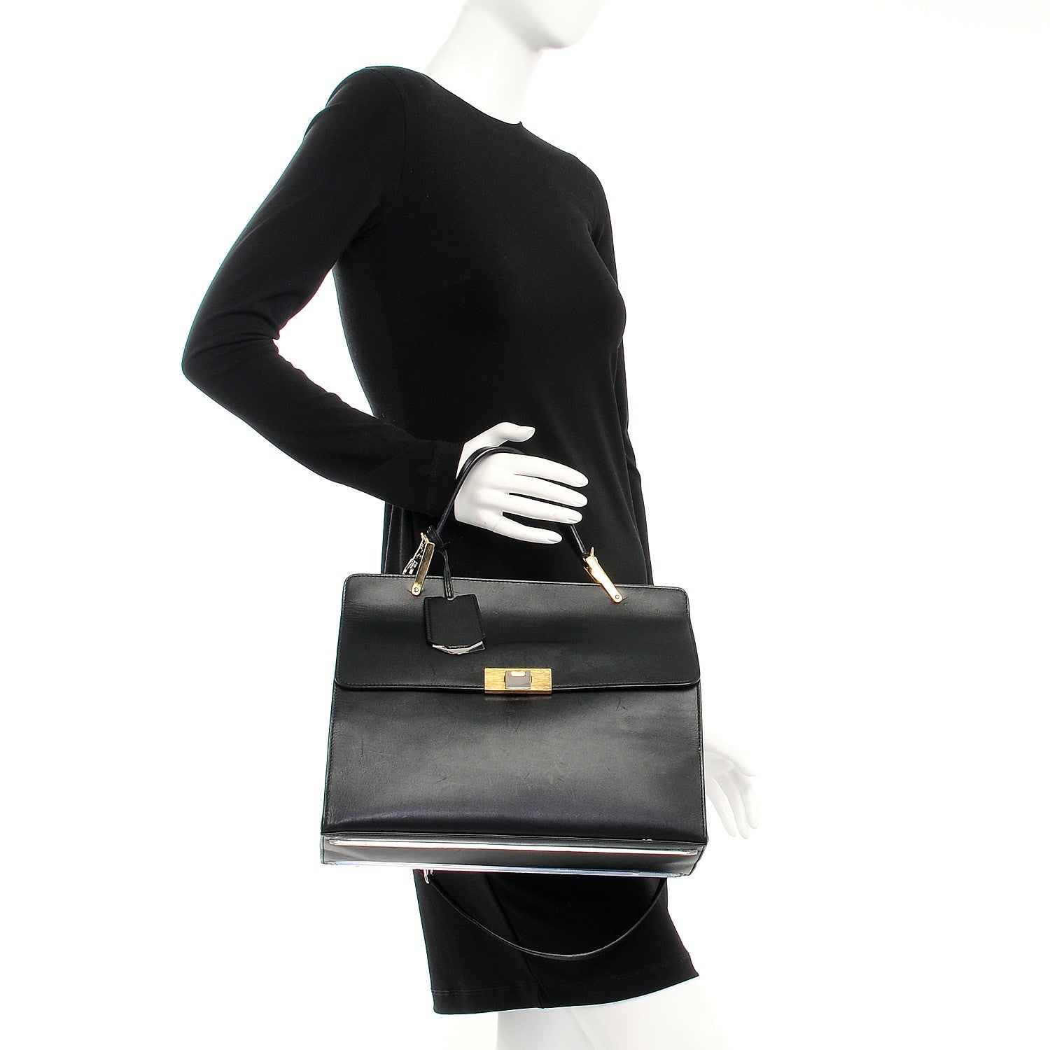 Balenciaga Smooth Calfskin Le Dix M Cartable Shoulder Bag Black 3 of 8