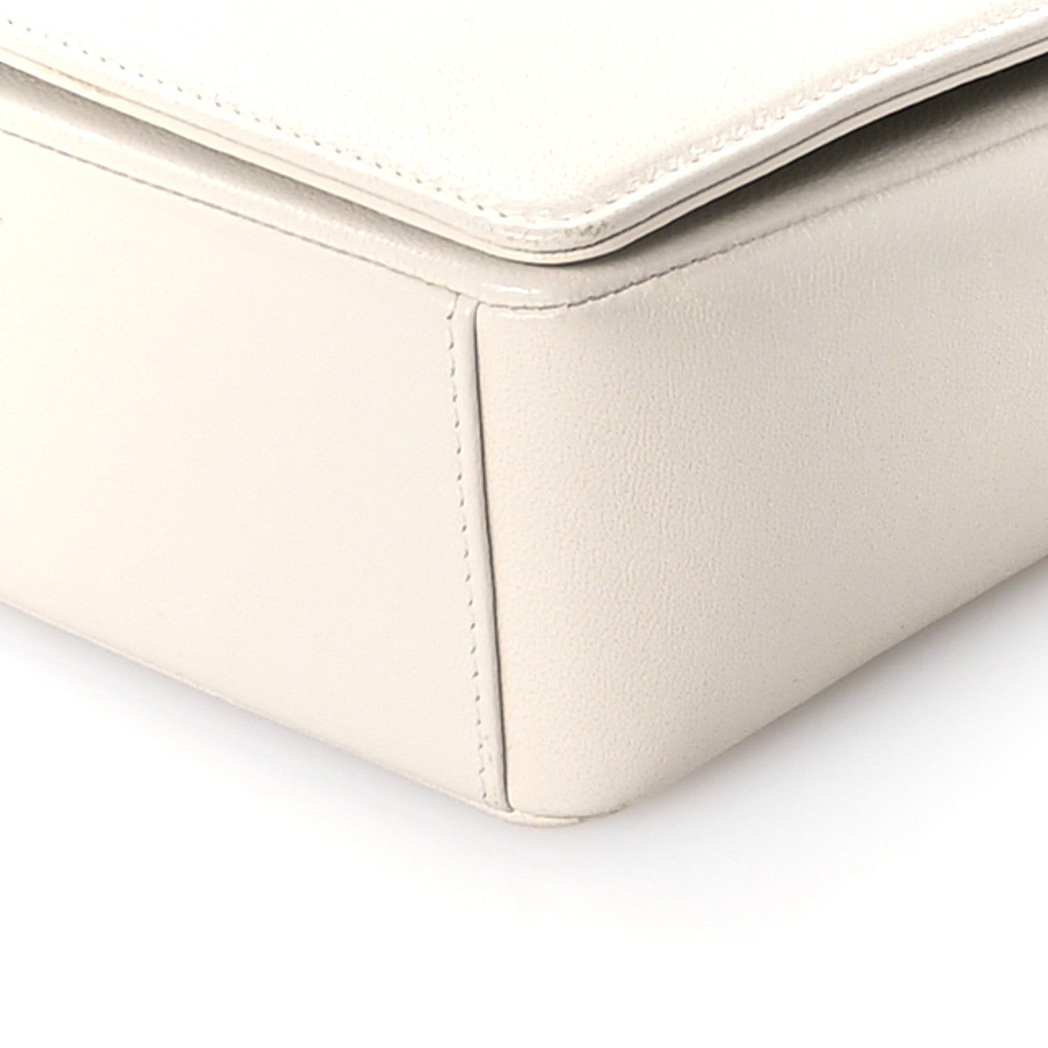 Chanel Sheepskin Chevron Quilted Medium Vintage Mademoiselle Flap White 9 of 10