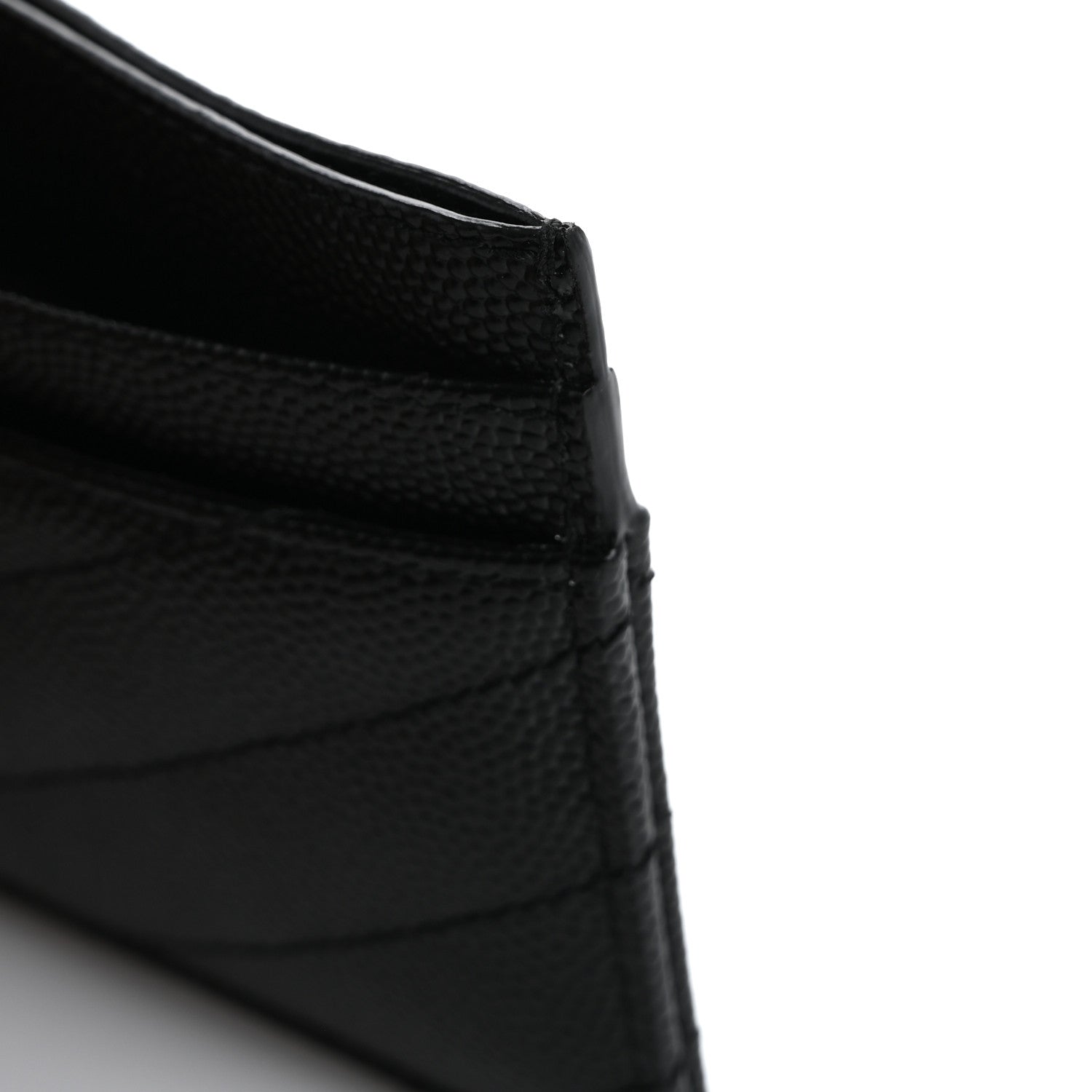 Saint Laurent Grain De Poudre Matelasse Chevron Monogram Credit Card Case Black 9 of 10