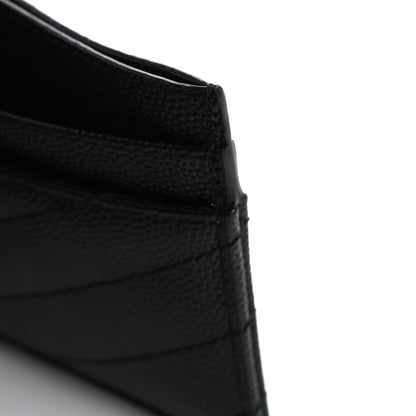 Saint Laurent Grain De Poudre Matelasse Chevron Monogram Credit Card Case Black 9 of 10